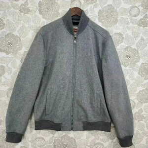 Levis Mens Grey Bomber Jacket Medium Polyester Casual Outerwear Full zip Mock